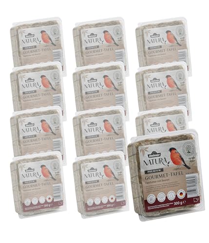 Dehner Natura Premium Wildvogelfutter, Wildvogelsnack, Futter Tafeln mit Beeren, Ganzjahresfutter proteinreich / kraftspendend, hochwertiges Vogelfutter für Wildvögel, 12 x 300 g (3.6 kg) von Dehner