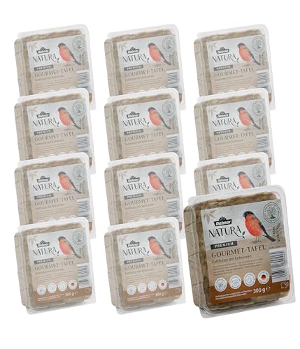 Dehner Natura Premium Wildvogelfutter, Wildvogelsnack, Futter Tafeln mit Erdnüssen, Ganzjahresfutter proteinreich / kraftspendend, hochwertiges Vogelfutter für Wildvögel, 12 x 300 g (3.6 kg) von Dehner