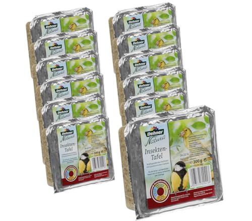 Dehner Natura Premium Wildvogelfutter, Wildvogelsnack, Futter Tafeln mit Insekten, Ganzjahresfutter proteinreich / kraftspendend, hochwertiges Vogelfutter für Wildvögel, 12 x 300 g (3.6 kg) von Dehner