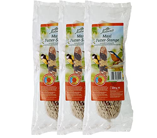 Dehner Natura Premium Wildvogelfutter, Wildvogelsnack, Maxi-Futterstange, Ganzjahresfutter energiereich, hochwertiges Vogelfutter für Wildvögel, 3 x 600 g (1.8 kg) von Dehner