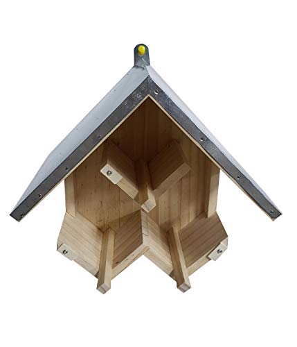 Dehner Natura Premium Wildvogel Futterhaus, Erdnussbutterhaus Triple, Futterstation für Wildvögel, Vogelhaus wetterfest / hängend, ca. 24 x 16 x 16 cm, Kiefernholz / Metall, natur von Dehner