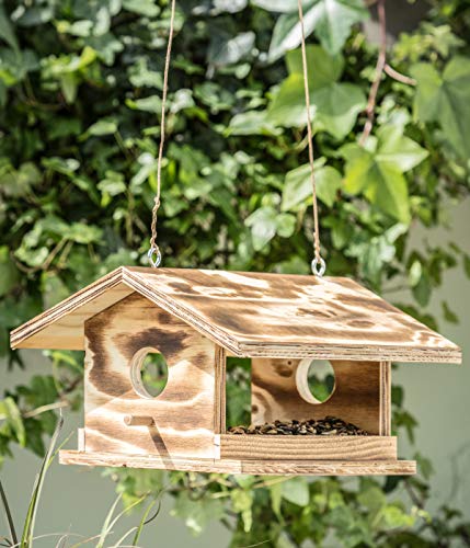 Dehner Natura Premium Wildvogel Futterhaus Arber, Futterstation für Wildvögel, Vogelhaus robust / hängend, ca. 30.5 x 19 x 28 cm, Holz, braun von Dehner