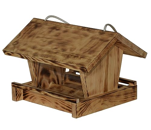 Dehner Natura Premium Wildvogel Futterhaus Linn, Futterstation für Wildvögel, Vogelhaus robust/hängend, inkl. Kordel zum Aufhängen, ca. 27 x 18 x 20.5 cm, aus FSC-zertifiziertem Kiefernholz, natur von Dehner