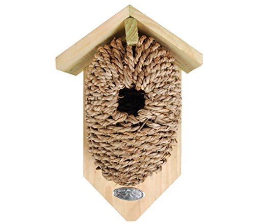 Dehner Natura Premium Wildvogel Nestbeutel Kadlin, Nistbeutel / Vogelhaus für Wildvögel, Einflugloch Ø 3.5 cm, 26 x 14 x 10 cm, Seegras / Holz, natur von Dehner