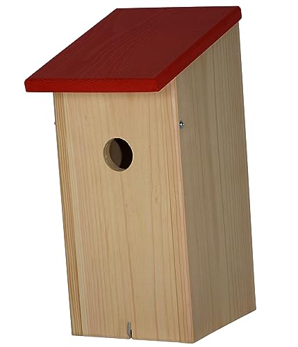 Dehner Natura Premium Wildvogel Nistkasten Birga, Vogelhaus / Vogelnistkasten für Wildvögel, robust, ca. 16 x 32.5 x 20.5 cm, aus FSC - zertifiziertem Kiefernholz, rot / natur von Dehner