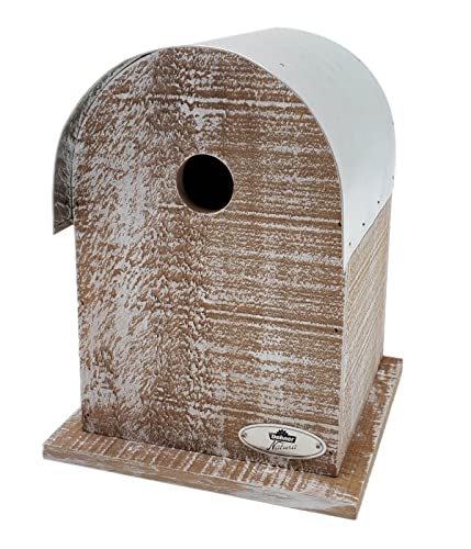 Dehner Natura Premium Wildvogel Nistkasten Malta, Vogelhaus / Vogelnistkasten für Wildvögel, robust/zum Aufhängen, ca. 18.5 x 25 x 18.5 cm, Kiefernholz/Blech, braun von Dehner