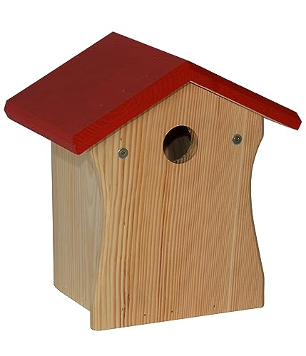 Dehner Natura Wildvogel Nistkasten Smilla, Vogelhaus / Vogelnistkasten für Wildvögel, robust, ca. 19.5 x 22.5 x 16.5 cm, aus FSC - zertifiziertem Kiefernholz, rot / natur von Dehner