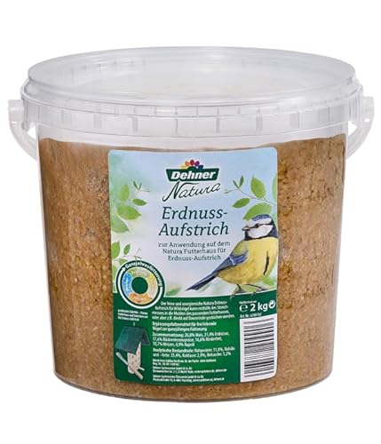 Dehner Natura Premium Wildvogelfutter, Erdnuss-Aufstrich, Erdnussbutter im Eimer, Ganzjahresfutter energiereich, hochwertiges Vogelfutter für Wildvögel, 2 kg von Dehner