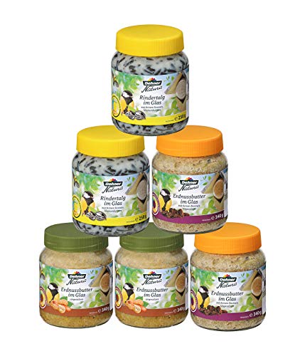 Dehner Natura Wildvogelfutter, Erdnussbutter und Rindertalg im Glas, verschiedene Sorten, 3 x 2 Stück (1.86 kg) von Dehner