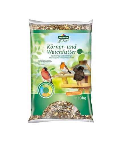 Dehner Natura Premium Wildvogelfutter, Körnerfutter / Weichfutter, Ganzjahresfutter proteinreich / energiereich, hochwertiges Vogelfutter für Wildvögel, 10 kg von Dehner