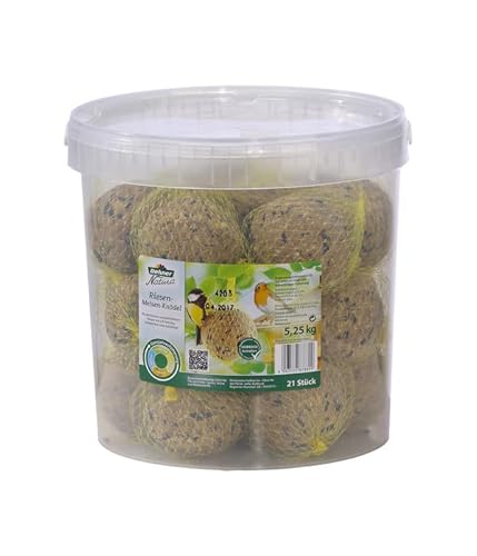 Dehner Natura Premium Riesen Meisenknödel mit Netz, ganzjähriges Wildvogelfutter proteinreich / energiereich, hochwertiges Vogelfutter für Wildvögel, 21 Stück je 250 g (5.25 kg) von Dehner