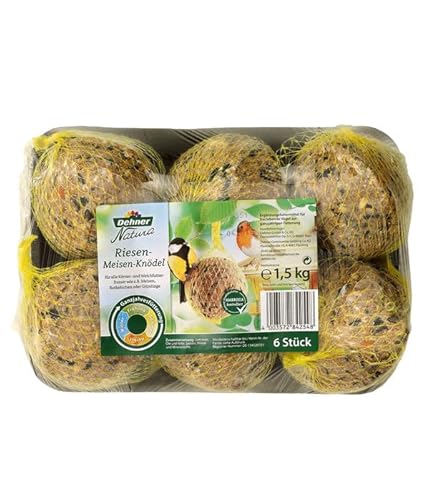 Dehner Natura Premium Riesen Meisenknödel mit Netz, ganzjähriges Wildvogelfutter proteinreich / energiereich, hochwertiges Vogelfutter für Wildvögel, 6 Stück je 250 g (1.5 kg) von Dehner