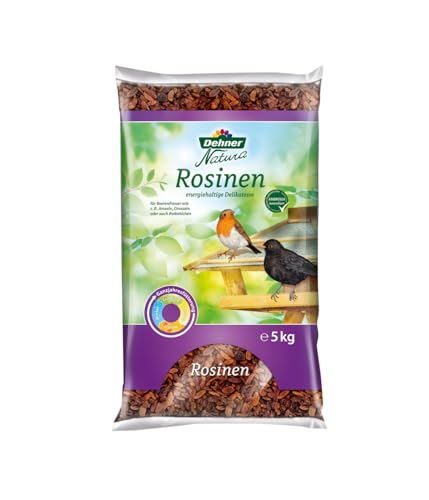 Dehner Natura Premium Wildvogelfutter, Rosinen Delikatesse, Futterrosinen, Ganzjahresfutter energiereich, hochwertiges Vogelfutter für Wildvögel, 5 kg von Dehner