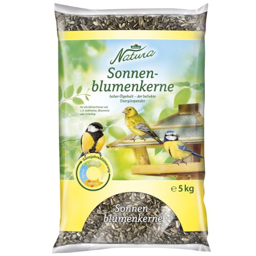 Dehner Natura Premium Wildvogelfutter, Sonnenblumenkerne, Ganzjahresfutter proteinreich / energiereich, hochwertiges Vogelfutter für Wildvögel, 5 kg von Dehner