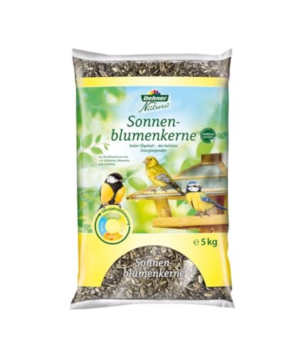 Dehner Natura Premium Wildvogelfutter, Sonnenblumenkerne, Ganzjahresfutter proteinreich / energiereich, hochwertiges Vogelfutter für Wildvögel, 5 kg von Dehner