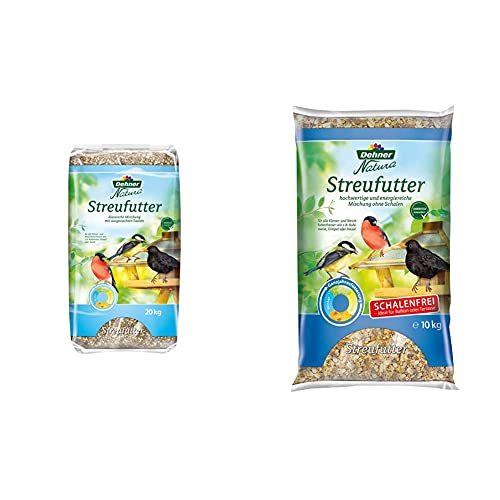 Dehner Natura Wildvogelfutter, Streufutter, 20 kg & Natura Wildvogelfutter, schalenfreies Streufutter, 10 kg von Dehner