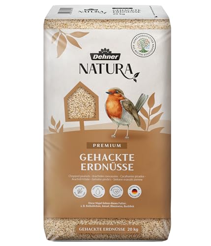 Dehner Natura Premium Wildvogelfutter, gehackte Erdnüsse schalenfrei, Ganzjahresfutter proteinreich / energiereich, hochwertiges Vogelfutter für Wildvögel, 20 kg von Dehner