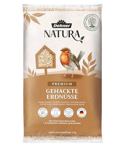 Dehner Natura Premium Wildvogelfutter, gehackte Erdnüsse schalenfrei, Ganzjahresfutter proteinreich / energiereich, hochwertiges Vogelfutter für Wildvögel, 5 kg von Dehner