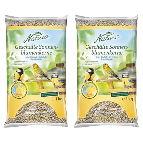 Dehner Natura Wildvogelfutter, geschälte Sonnenblumenkerne, 1 kg (Packung mit 2) von Dehner