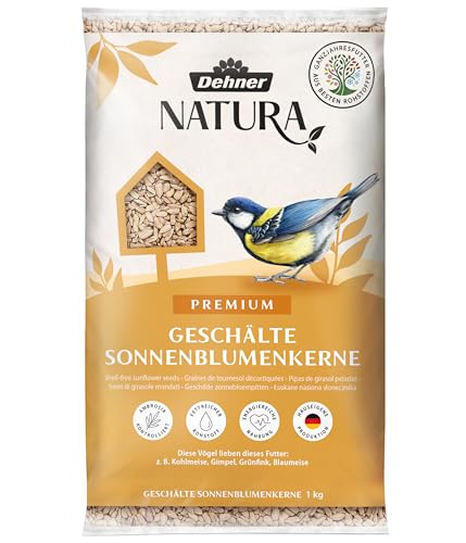 Dehner Natura Premium Wildvogelfutter, Sonnenblumenkerne schalenfrei, Ganzjahresfutter proteinreich / energiereich, hochwertiges Vogelfutter für Wildvögel, 1 kg von Dehner