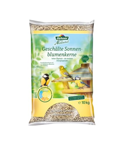 Dehner Natura Premium Wildvogelfutter, Sonnenblumenkerne schalenfrei, Ganzjahresfutter proteinreich / energiereich, hochwertiges Vogelfutter für Wildvögel, 10 kg von Dehner