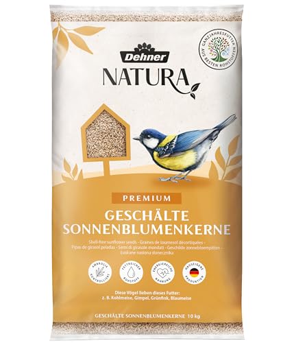 Dehner Natura Premium Wildvogelfutter, Sonnenblumenkerne schalenfrei, Ganzjahresfutter proteinreich / energiereich, hochwertiges Vogelfutter für Wildvögel, 10 kg von Dehner