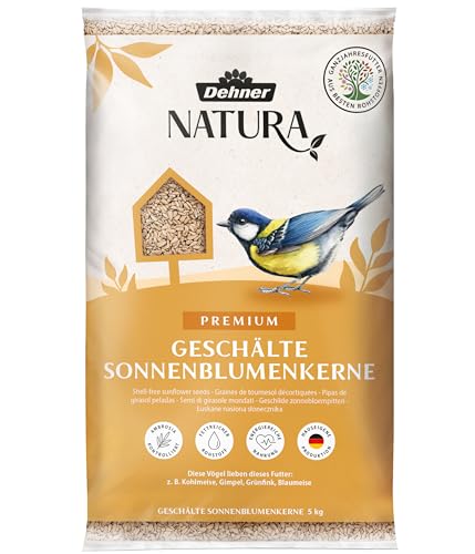 Dehner Natura Premium Wildvogelfutter, Sonnenblumenkerne schalenfrei, Ganzjahresfutter proteinreich / energiereich, hochwertiges Vogelfutter für Wildvögel, 5 kg von Dehner