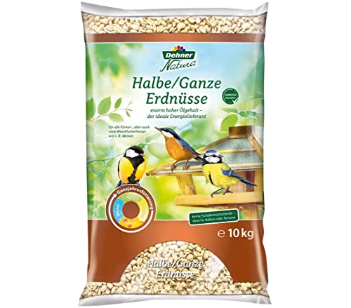 Dehner Natura Premium Wildvogelfutter, halbe / ganze Erdnüsse schalenfrei, Ganzjahresfutter proteinreich / energiereich, hochwertiges Vogelfutter für Wildvögel, 10 kg von Dehner