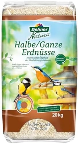 Dehner Natura Premium Wildvogelfutter, halbe / ganze Erdnüsse schalenfrei, Ganzjahresfutter proteinreich / energiereich, hochwertiges Vogelfutter für Wildvögel, 20 kg von Dehner