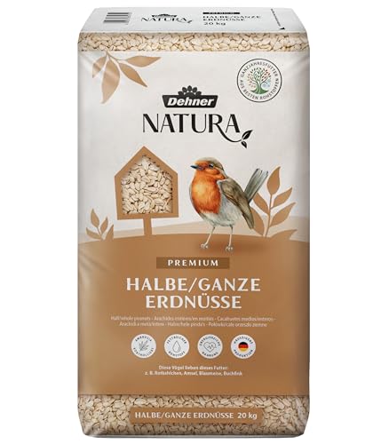 Dehner Natura Premium Wildvogelfutter, halbe / ganze Erdnüsse schalenfrei, Ganzjahresfutter proteinreich / energiereich, hochwertiges Vogelfutter für Wildvögel, 20 kg von Dehner