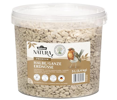 Dehner Natura Premium Wildvogelfutter, halbe / ganze Erdnüsse schalenfrei, Ganzjahresfutter proteinreich / energiereich, hochwertiges Vogelfutter für Wildvögel, 3.4 kg von Dehner