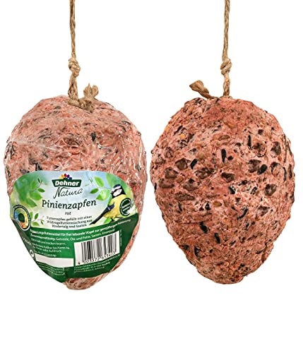 Dehner Natura Premium Wildvogelfutter, Wildvogelsnack, Pinienzapfen, Ganzjahresfutter nahrhaft, hochwertiges Vogelfutter für Wildvögel, 2 x rot, 2 x gelb, 4 x 350 g (1.4 kg) von Dehner