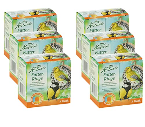 Dehner Natura Premium Wildvogelfutter Wildvogelsnack, Futter Ringe, Ganzjahresfutter nahrhaft, hochwertiges Vogelfutter für Wildvögel, 6 x 3 Stück, 900 g von Dehner