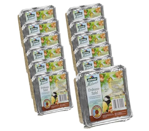 Dehner Natura Premium Wildvogelfutter, Wildvogelsnack, Futter Tafeln mit Erdnüssen, Ganzjahresfutter proteinreich / kraftspendend, hochwertiges Vogelfutter für Wildvögel, 12 x 300 g (3.6 kg) von Dehner