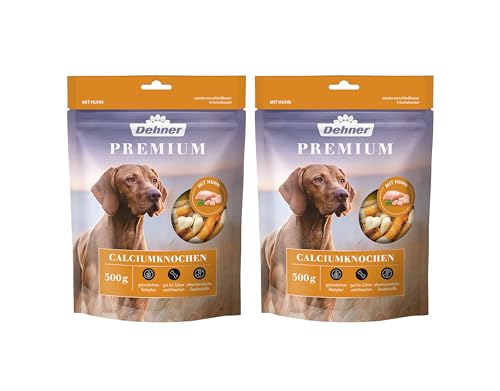 Dehner Premium Hundesnack, Leckerli getreidefrei / fettarm, Calciumknochen für ausgewachsene Hunde, mit Hühnerbrustfilet umwickelt, 500 g von Dehner