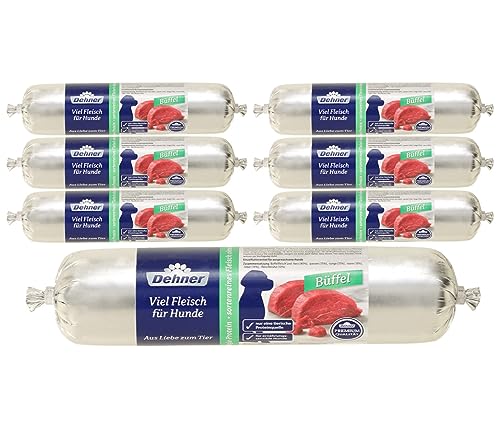 Dehner Premium Hundefutter, Fleischwurst getreidefrei, für ausgewachsene ernährungssensible Hunde, Büffel, 7 x 400 g (2.8 kg) von Dehner