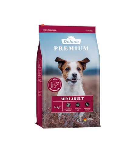 Dehner Premium Hundefutter, Trockenfutter getreidefrei, für ausgewachsene Hunde kleiner Rassen, Rind / Lamm / Kartoffel, 4 kg von Dehner