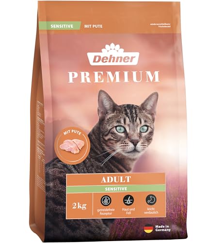 Dehner Premium Katzenfutter Sensitive, Trockenfutter getreidefrei, für ausgewachsene ernährungssensible Katzen, Pute, 2 kg von Dehner