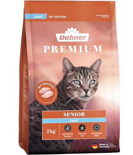 Dehner Premium Katzenfutter Light, Trockenfutter getreidefrei / kalorienreduziert, für ältere Katzen, Geflügel, 2 kg von Dehner