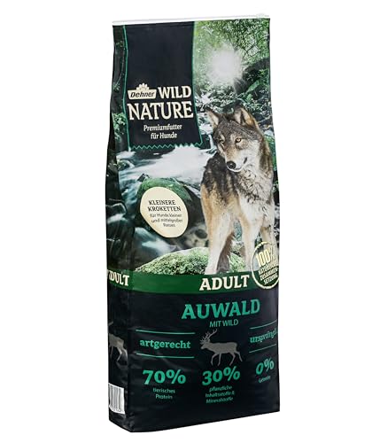 Dehner Wild Nature Hundefutter Auwald, Trockenfutter getreidefrei/zuckerfrei, Kroketten, für ausgewachsene Hunde, Wild, 12 kg von Dehner