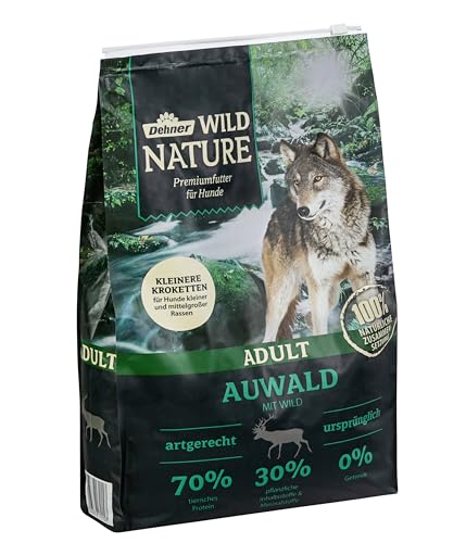 Dehner Wild Nature Hundefutter Auwald, Trockenfutter getreidefrei/zuckerfrei, Kroketten, für ausgewachsene Hunde, Wild, 4 kg von Dehner