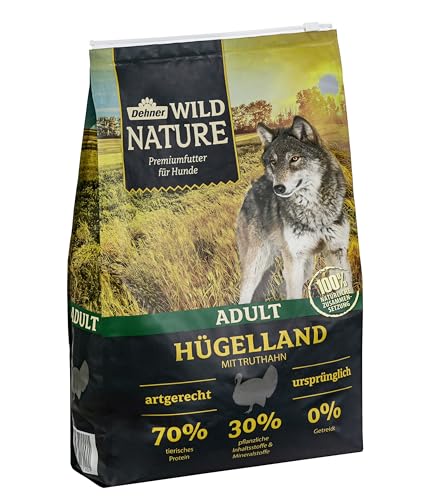 Dehner Wild Nature Hundefutter Hügelland, Trockenfutter getreidefrei, für ausgewachsene Hunde, Truthahn 4 kg von Dehner