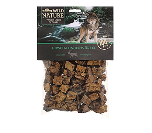 Dehner Wild Nature Hundesnack, Premium Hundeleckerli glutenfrei / getreidefrei, Würfelsnack für ernährungssensible Hunde, Hirsch-Lunge, 200 g von Dehner