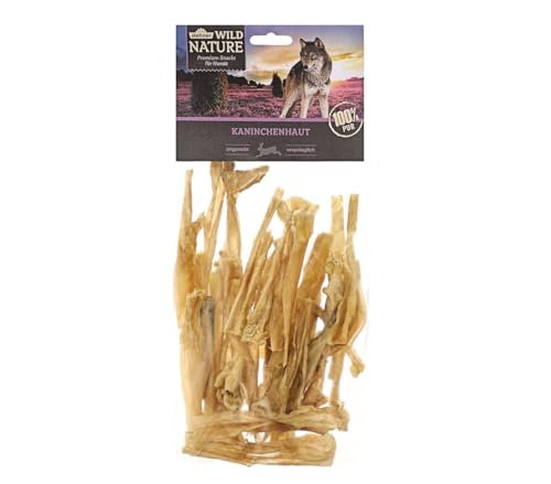 Dehner Wild Nature Hundesnack, Premium Hundeleckerli glutenfrei / getreidefrei, Kausnack für ernährungssensible Hunde, Kaninchenhaut, 150 g von Dehner