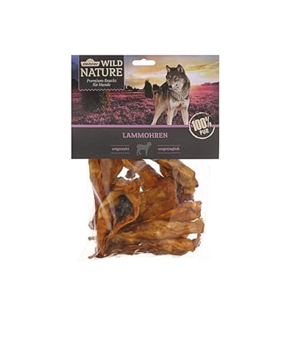 Dehner Wild Nature Hundesnack, Leckerli 100 % natürlich, Kausnack für ausgewachsene / sensible Hunde, Barf geeignet, Lammohren, 2 x 200 g (400 g) von Dehner