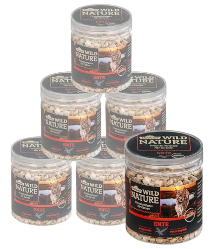 Dehner Wild Nature Katzensnack, Premium Leckerli glutenfrei / zuckerfrei, für ernährungssensible Katzen, gefriergetrocknet, Ente, 6 x 20 g (120 g) von Dehner