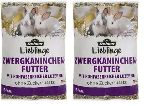 Dehner Zwergkaninchenfutter | Kaninchenfutter in Markenqualität, Alleinfuttermittel für Kaninchen, Nagerfutter ohne Zuckerzusatz und Konservierungsstoffe |mit Luzerne und Karotte | Adult | 5 kg von Dehner