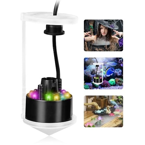 Delamiya Ultraschall Vernebler, Nebler Ultraschall Vernebler, 12 LED Three Color Gradient Atomizer, Mist Maker Wassernebler Fogger mit Abnehmbarem Spritzschutz für Springbrunnen, Teich, Nebel von Delamiya