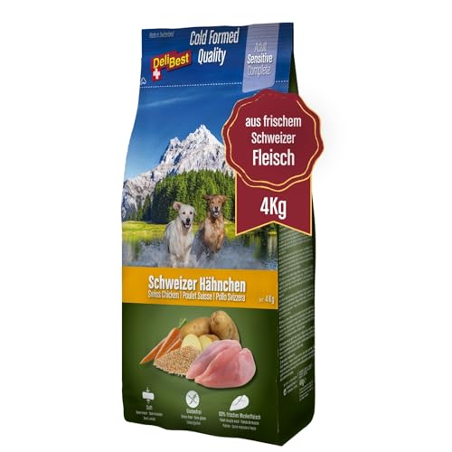 DeliBest Adult Sensitive Complete Dog Hähnchen I Halbfeuchtes Futter für Hunde I aus 100% Schweizer Hähnchenfleisch I getreidefrei & ohne andere Zusätze I Hundefutter kaltgepresst I 4 kg von DeliBest