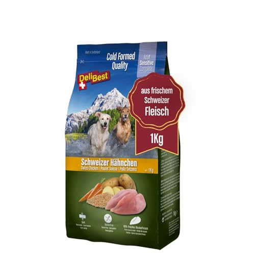 DeliBest Adult Sensitive Complete Dog Hähnchen I Halbfeuchtes Futter für Hunde I aus 100% Schweizer Hähnchenfleisch I getreidefrei & ohne Zusätze I Hundefutter kaltgepresst I 1 kg von DeliBest